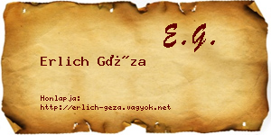 Erlich Géza névjegykártya