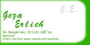 geza erlich business card